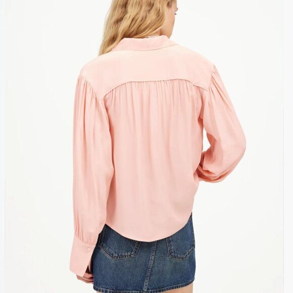 Madewell NT224 Pale Blush Long-Sleeve Button-Front Top size small NWT - Picture 4 of 12